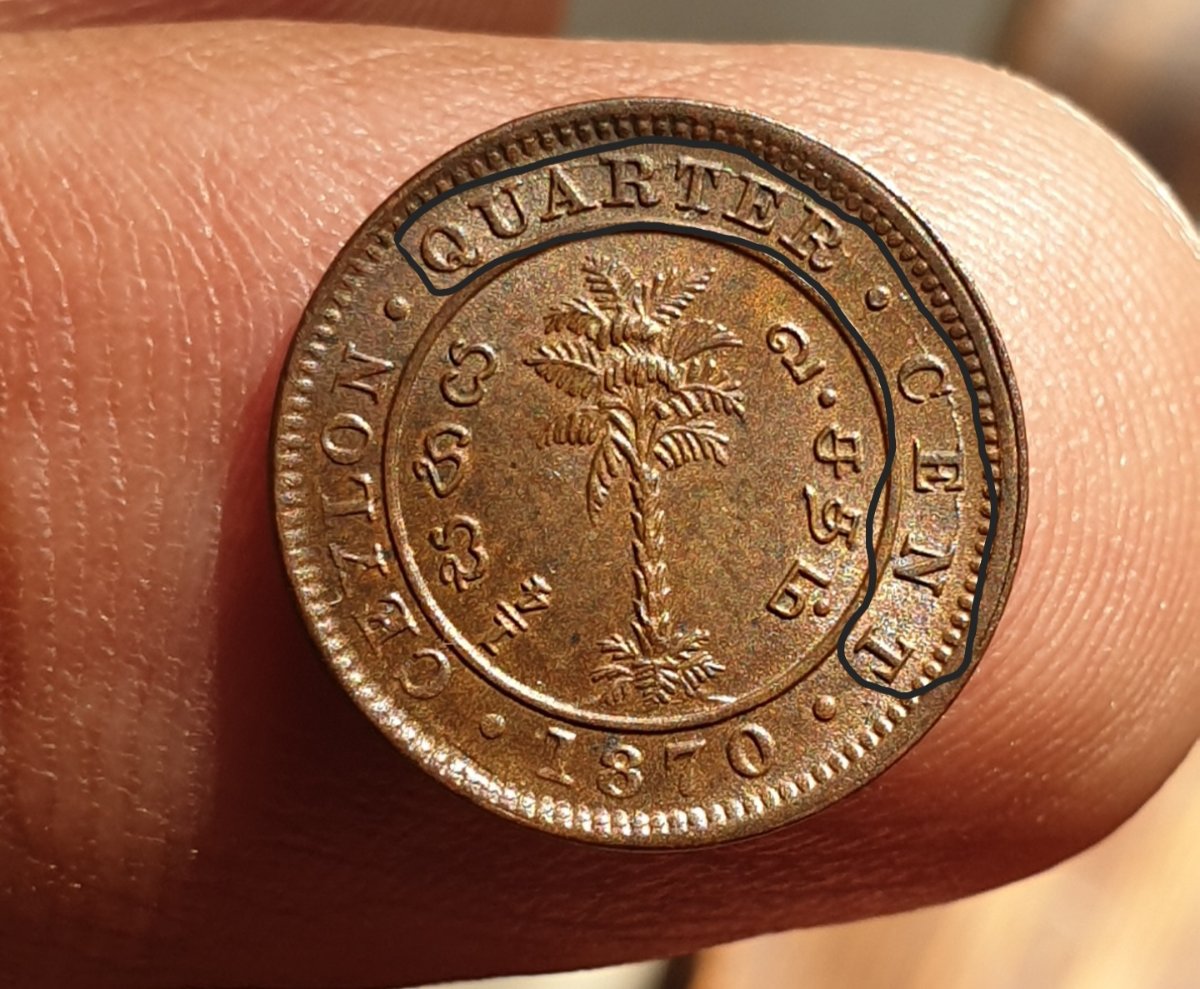 Ceylon-1870-1/4-Cent---Grade